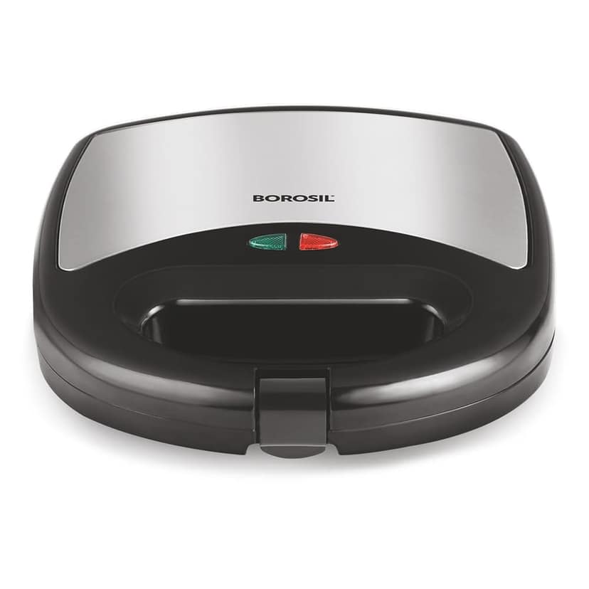 Borosil Neo Grill , 750 Watt, Bread Sandwich Maker, Makes 2 Sandwiches, Non-Stick Grill Plates Opens 105°, For Snacks And Breakfast - Black
