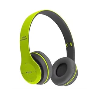 P47 Wireless Bluetooth Headphones with Mic, SD Card Slot, Stereo Bass, Foldable On-Ear Headset, Green