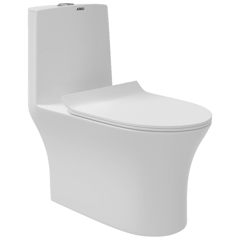OPC-21211PP Prime Siphonic S Trap (9" Inch) One Piece Closet With Soft Close Seat Cover With Hinges, Fixing Accessories Set and Accessories Set, Cistern Fittings