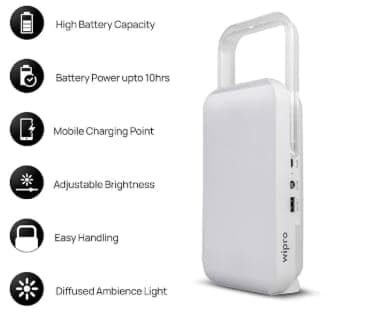 Emergency Rechargeable LED Lantern with 7200 mAh Battery | 122 Individual LED Lights | Brightness Control Feature | in-Built Mobile Charging Point | 15 Watt (Pack of 1) White view 2