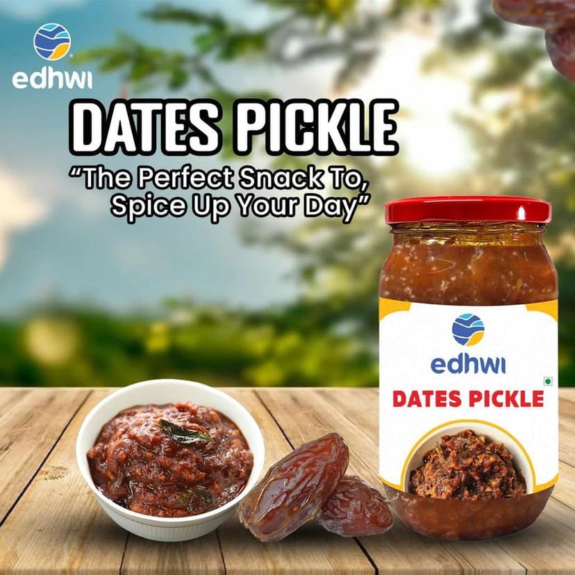 Edhwi Dates & Lemon Pickle Combo - 400g | Tangy & Sweet Dates, Spicy & Citrusy Lemon Pickle | Authentic Indian Recipe view 2