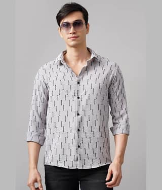 Paul Street Polyester Slim Fit Self Design Full Sleeves Men's Casual Shirt - Grey ( Pack of 1 )