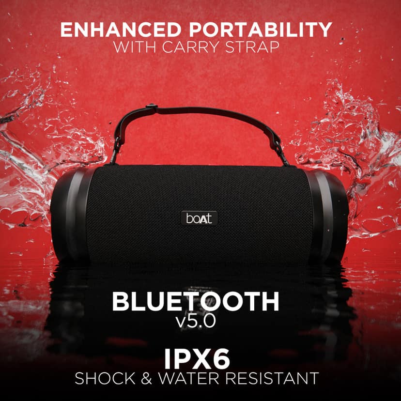 boAt Stone 1508 | Party Speaker with 40W Powerful Sound, IPX6 Rating Water Resistance, Easy Integrated Access to Control the Music Black view 2