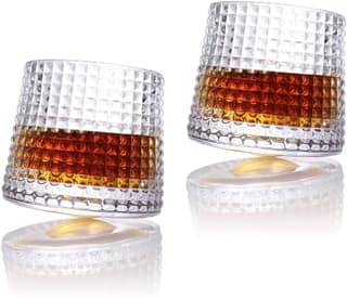 Diamond Dancing Whiskey Glass 200 ML Rotable Bottom, Spining Glasses Bar Glass for Drinking Bourbon, Whisky, Scotch, Cocktails (pack of 2)