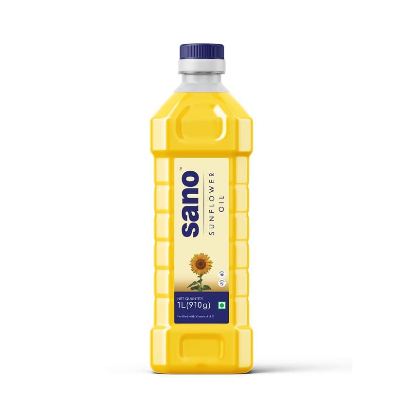 Sano Sunflower Oil 1L - Pure, Nutrient-Rich sunflower Cooking Oil with High Smoke Point - Ideal for Frying, Sautéing, and Baking