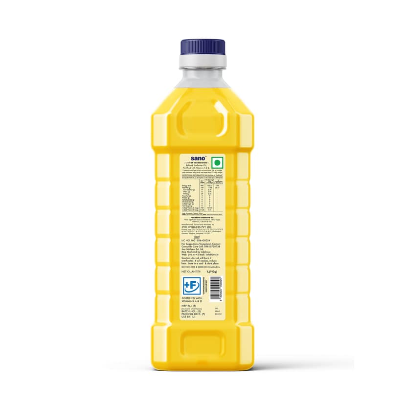 Sano Sunflower Oil 1L - Pure, Nutrient-Rich sunflower Cooking Oil with High Smoke Point - Ideal for Frying, Sautéing, and Baking view 2