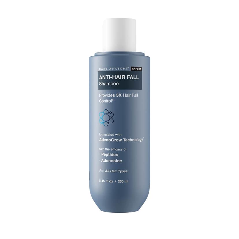 Bare Anatomy Hair Fall Control Shampoo | Provides 5x Hair Fall Control | Adenosine & Peptides | For Dry & Frizzy Hair | Sulphate & Paraben Free | DHT Blocker | Women & Men | 250ml (Pack of 2) Bare Anatomy Hair Fall Control Shampoo | Provides 5x Hair Fall view 2