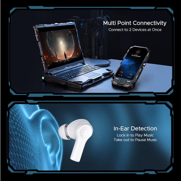 boAt Airdopes Flex 454 ANC | Wireless Earbuds with Active Noise Cancellation up to 32dB, BEAST™ Mode, 10mm Drivers, ASAP™ Charge Zinc White view 2