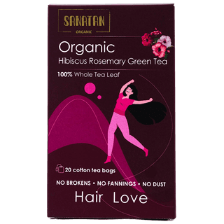 Sanatan Organic Hibiscus Rosemary Haiir Love Green Tea- 20 sachets