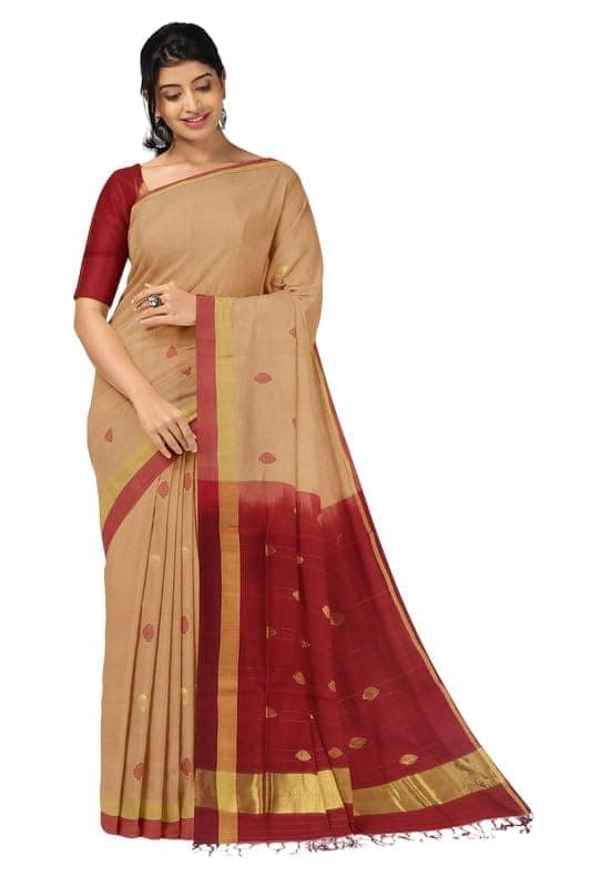 APCO Handloom - Women's Rahajmundry Pure Cotton Handloom Saree (Off White)
