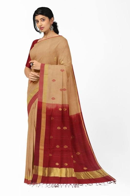 APCO Handloom - Women's Rahajmundry Pure Cotton Handloom Saree (Off White) view 2