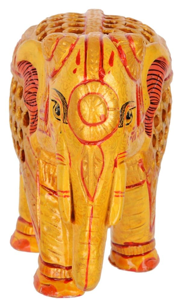Central Cottage Industries Emporium (Govt of India Undertaking) Handcrafted Wooden Elephant Figurine (12 cm x 8 cm x 10 cm, Multicolor) view 2