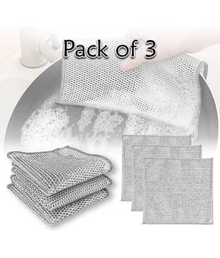 GEEO Pack of 3 Stainless Steel Stainless Steel Scrub