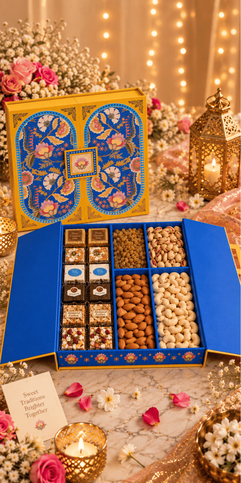 Ghasitaram's Luxury Festive Door-Opening Hamper – Assorted Sweets, Almonds, Cashews, Pistachios & Raisins
