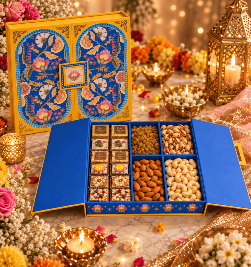 Ghasitaram's Luxury Festive Door-Opening Hamper – Assorted Sweets, Almonds, Cashews, Pistachios & Raisins view 2