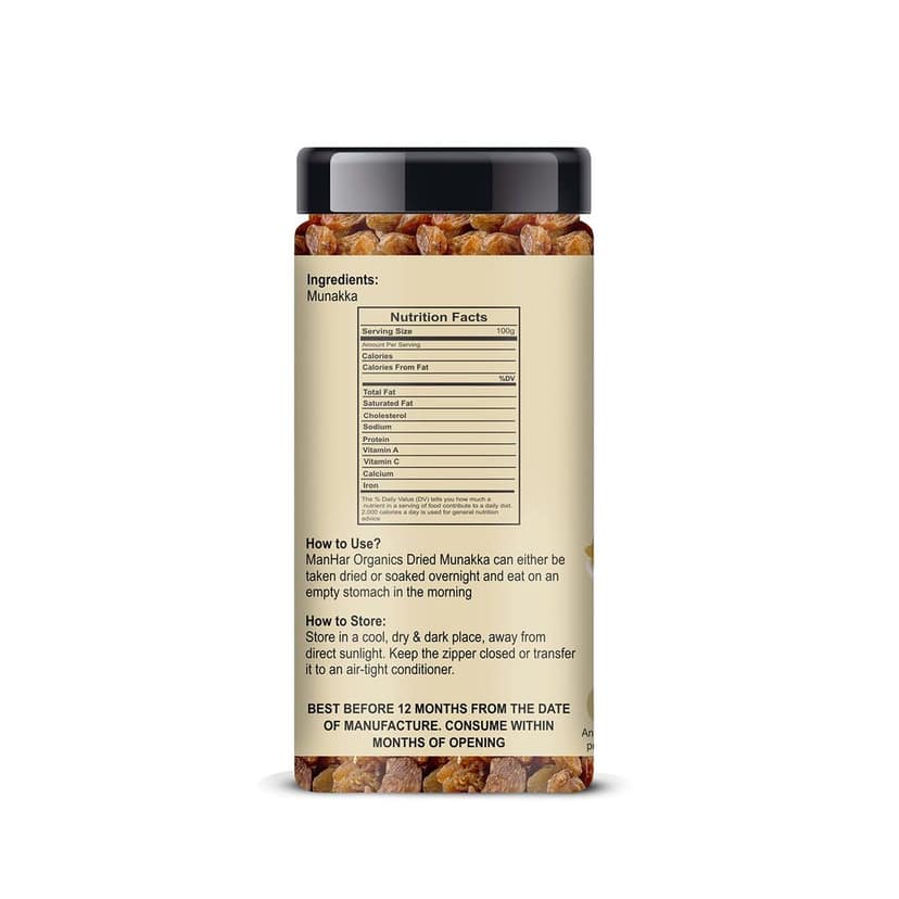 ManHar Organics Brown Raisins (Kishmish) Jar 150gm | Naturally Sweet & Juicy | Rich in Iron, Fiber & Antioxidants | Healthy Snack for Digestion & Energy view 2