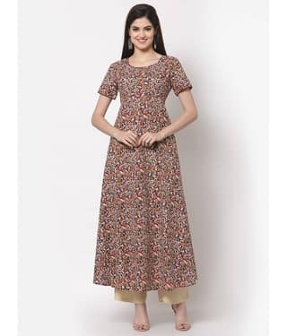 HISHAM - Multicolor Cotton Women's Flared Kurti ( Pack of 1 )