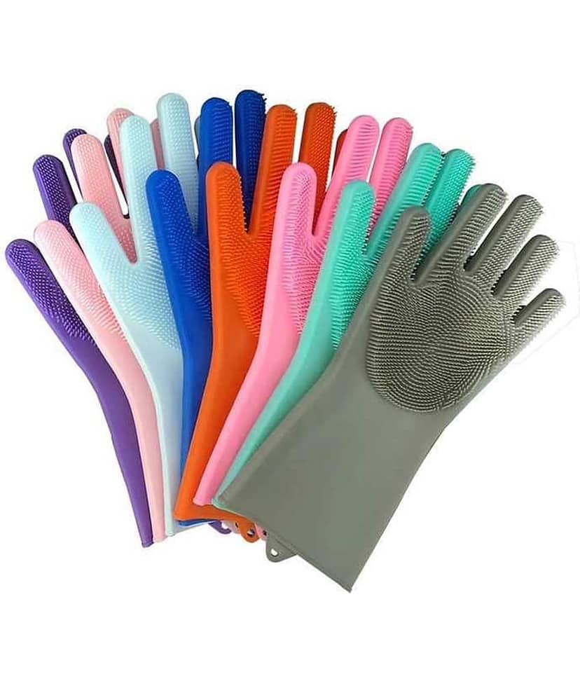 Hand Silicone Gloves, Cleaning Gloves for Dishwashing With Scrubbers, Hand Gloves for Kitchen view 2