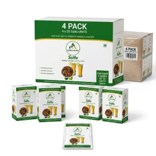 AGRO AURA Instant Masala Sattu Premix 100 Percent Pure Natural Drink Mix Pack of 4 Sachets 40 g Each