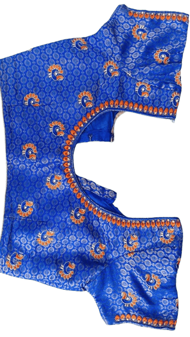 Blue Peacock Embroidered Blouse