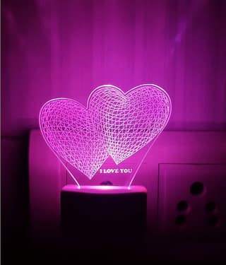DIONA Night Lamp Two Hearts Love You Forever Romantic Couple Valentine Day