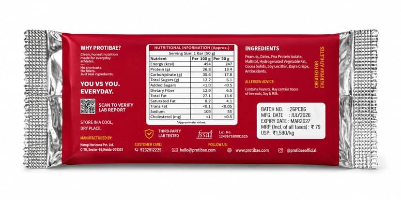PROTIBAE™ Choco Peanut Protein Bar – 50g view 2
