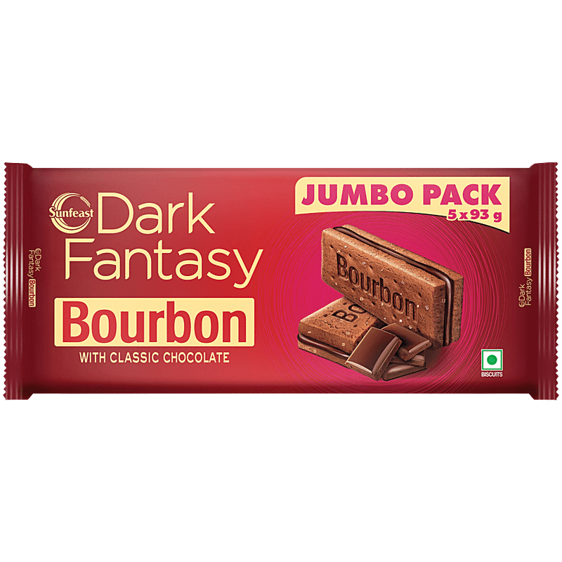 Sunfeast Dark Fantasy Bourbon - With Classic Chocolate Jumbo Pack, 465 g (5 x 93 g) view 2