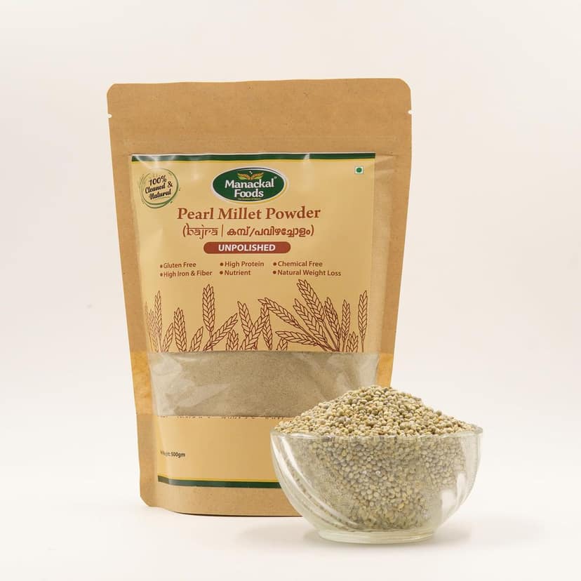 Pearl Millet Powder 500g | Natural Bajra Flour | Rich in Iron, Protein & Fiber | Gluten Free | No Additives or Preservatives view 2