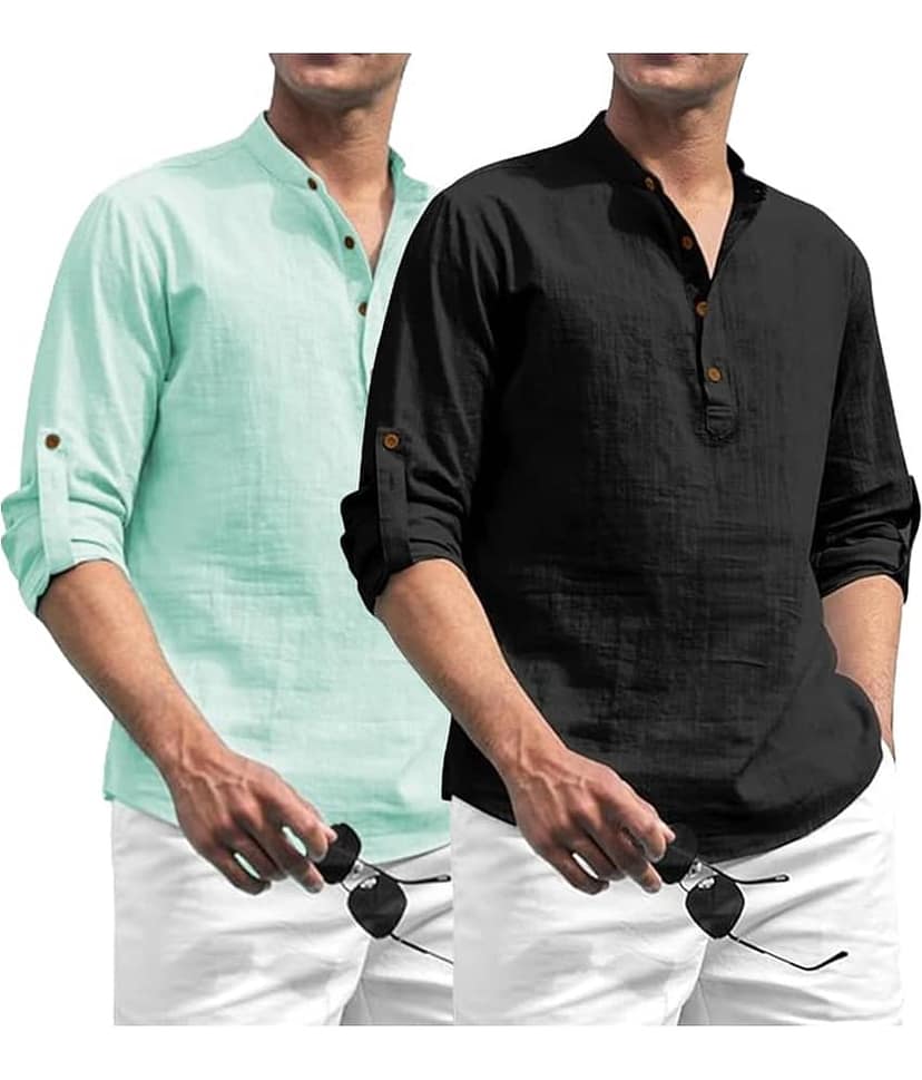 Yugnik Pink Cotton Men's Regular Kurta ( Pack of 2 )