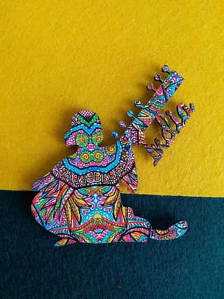 FRIDGE MAGNETS LADY WITH SITAR SHAPED- INDIA