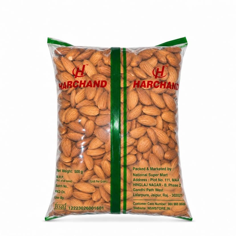 Harchand Premium Quality Almonds (Badam) 500g view 2