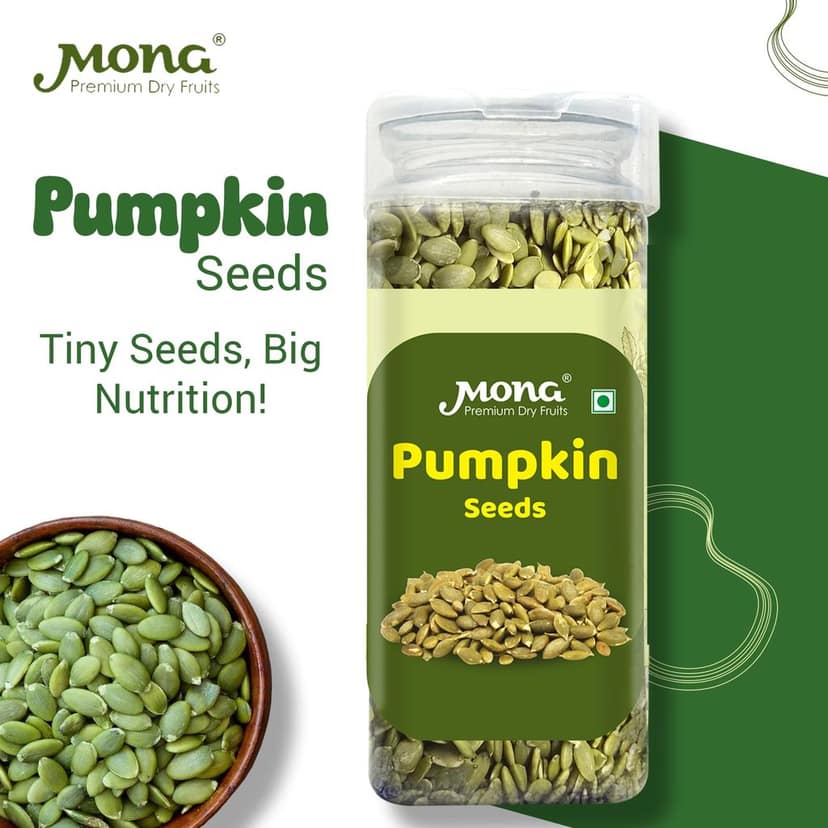 Mona Premium Raw Pumpkin Seeds - Healthy Snack for Wellness | Edible Kernels view 2