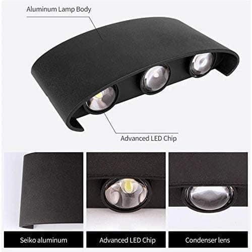 6 watts LED Waterproof Indoor/ Outdoor Up Down Wall Lamp (Warm White,Metal) view 2