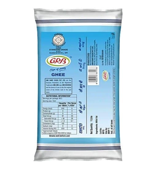 GRB Ghee | GRB Tuppa 1 L Pouch view 2