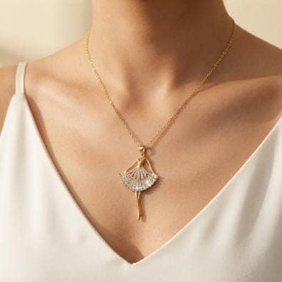 Ballerina Charm Necklace - Gold-tone | Gold-Tone Anti-Tarnish Imitation Jewellery view 2