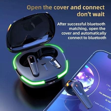 Pro60 TWS Wireless Earbuds with LED Breathing Light - Low Latency Gaming Headphone with Mic, Hands-Free Earphones view 2
