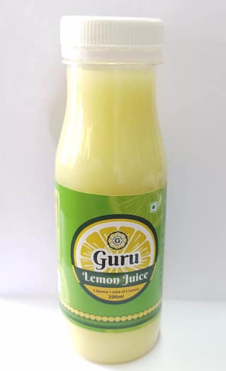 Guru Enterprises Lemon Juice Concentrate – 200ml | Pure & Tangy Citrus Flavor