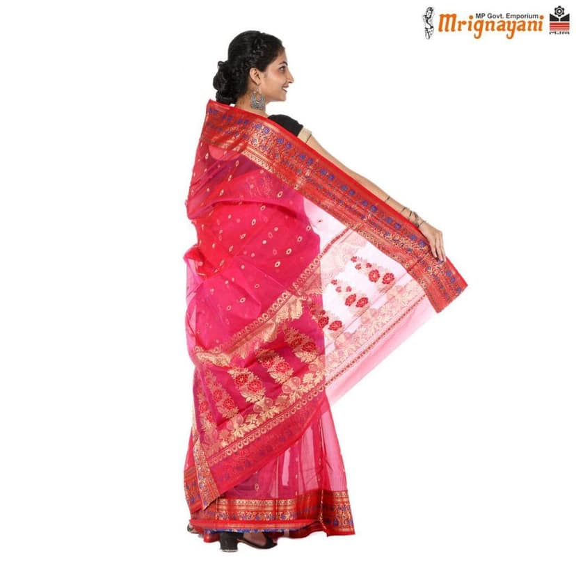 HANDLOOM CHANDERI SILK SAREE WITH BLOUSE (SKU - 1SC203180422, SAREE - 1019) view 2