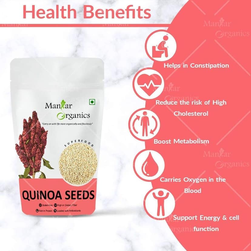 ManHar Organics Gluten Free Quinoa Seeds 500gm for Weight Management view 2
