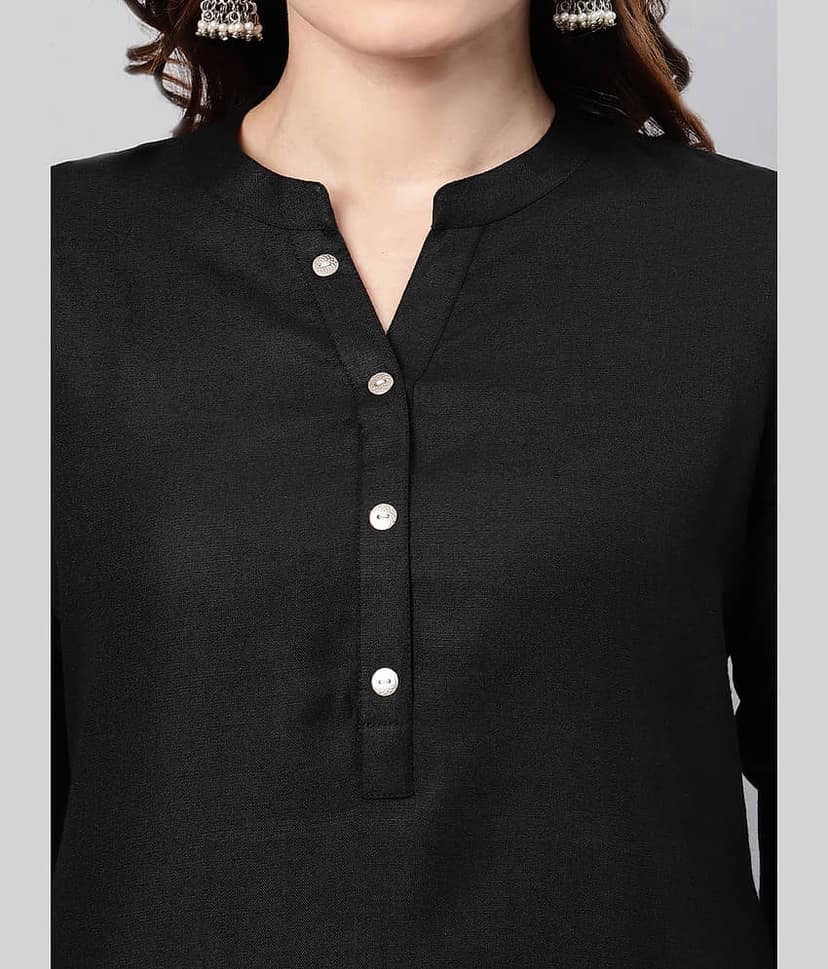 Flamboyant Women's Cotton Tunic ( Black ) view 2