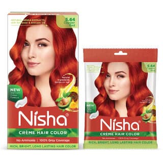 Nisha Color Combo Pack of Copper Red 120gm Jumbo + 40gm Sachet Pack , 5.64 Copper Red