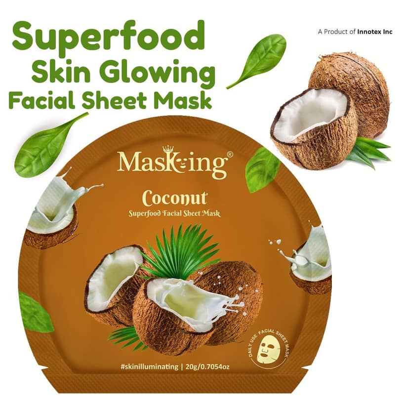 Superfood Coconut facial sheet mask for glowing Skin and Hydrating, Pack of 2 view 2