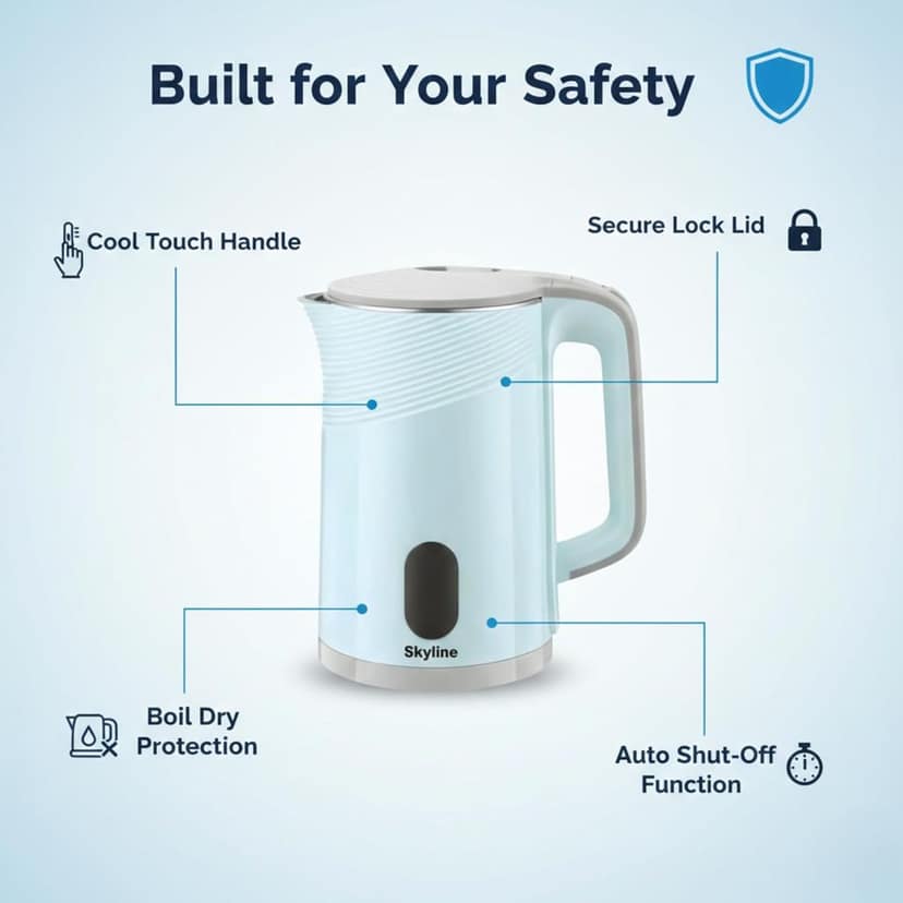 Skyline 1500W 1.8L Double Wall Electric Kettle VTL-6200 view 2
