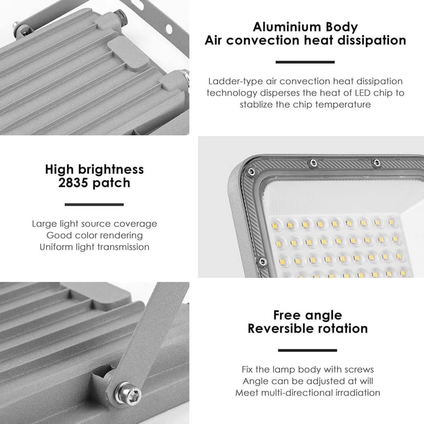 UBX 50W LED Flood Light Cool White IP66 Waterproof Outdoor Halogen Focus Light | Wide Beam Angle Floodlight for Garage, Parking, Playground, Shop, Warehouse, Garden | 2 Years Warranty- Pack of 1 view 2