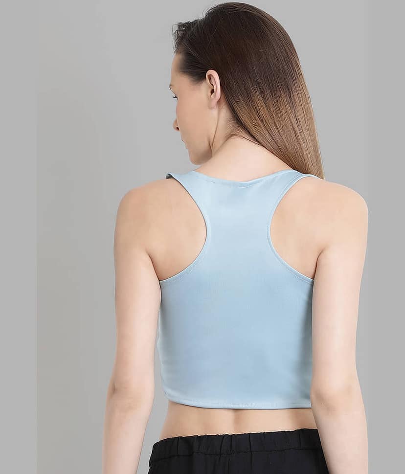 Chimpaaanzee Women's Polyester Crop Top ( Turquoise ) view 2