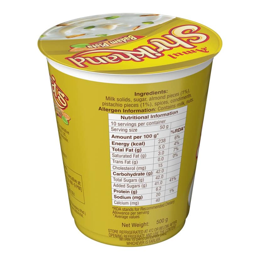 Amul Amul Shrikhand Badam Pista, 500 G Box view 2