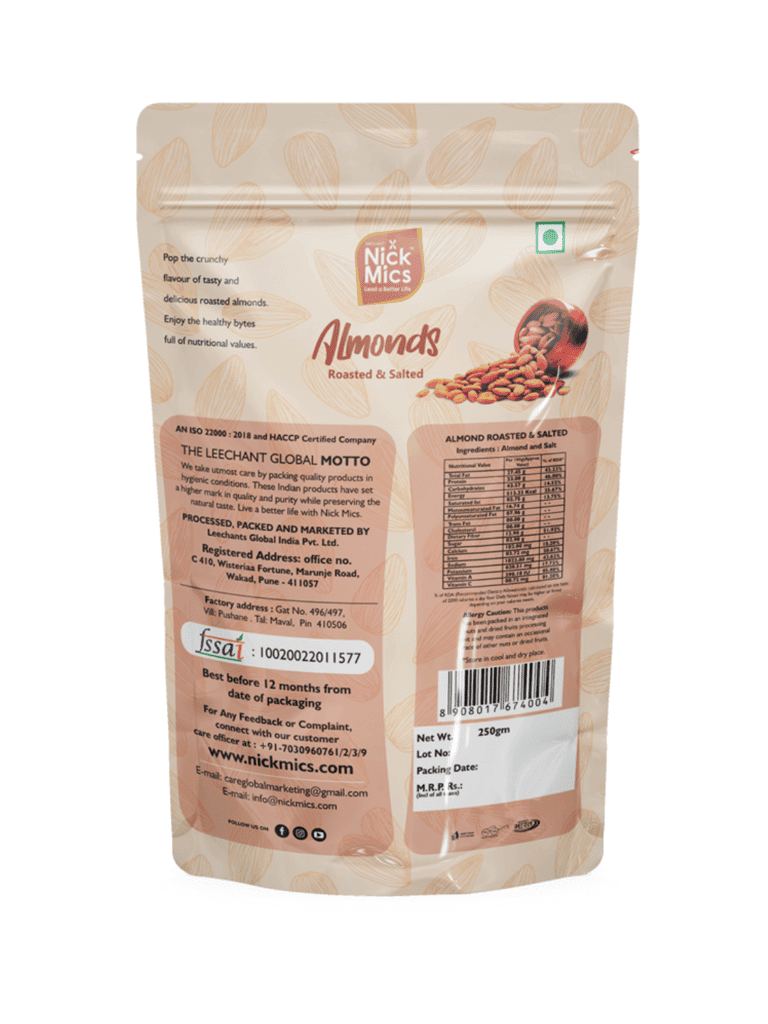 Nickmics Roasted & Salted Almond-250g view 2