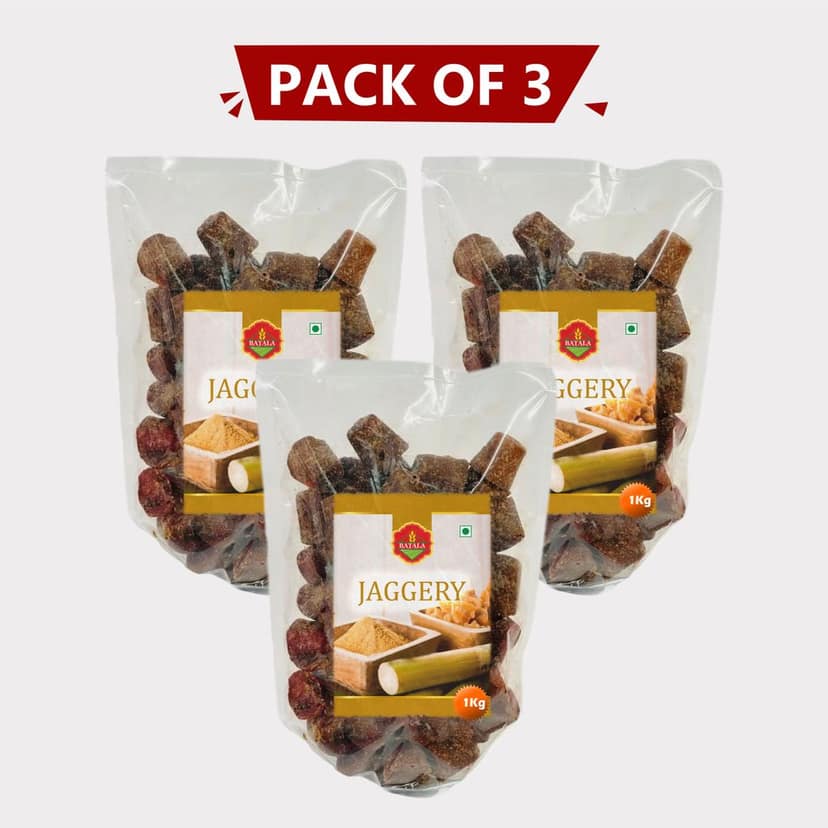 Jaggery 3 kg (Pack of 3) by Batala – Pure & Natural Sweetness.