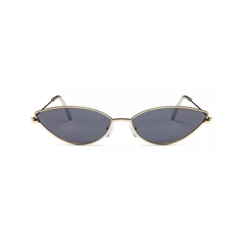 4Flaunt Full Rim Metal Frame Retro Narrow Cute, Stylish & Trending Oval Cat Eye Sunglasses For Women | 100% UV Protected | Medium (58-20-145mm) (C2 - Gold Frame/Black Lens) view 2