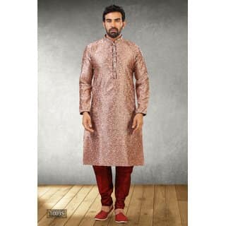 Raivat Ethnic Onion Pink Colour Jacquard Silk Brocade Kurta Pajama 1003